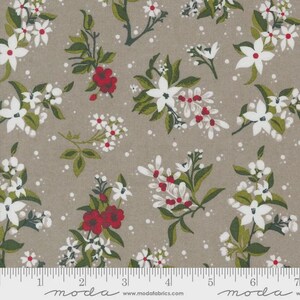 Peut inclure: Tissu &agrave; motifs floraux sur fond beige. Le motif pr&eacute;sente des fleurs blanches et rouges avec des feuilles vertes. De petits points blancs sont dispers&eacute;s sur le tissu. Une r&egrave;gle est marqu&eacute;e en bas du tissu.
