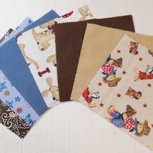 Cowbear Flannel - Curated Collection - Precuts - Rag Quilt - 6.5in Squares - 100% Cotton Flannel - 42ct