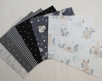 Bunny Dreams Flannel - Curated Collection - Precuts - For Rag Quilts - 6.5" Squares - 100% Cotton Flannel - 42ct