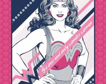 Tela con panel rosa de la Mujer Maravilla de DC Comics, única e inigualable, vendida por panel
