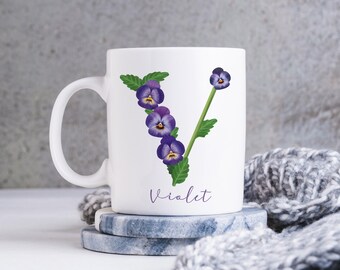 Personalised Mug | Name & Initial Mug | Flower letters | Botanical Gift | Illustration | Homeware