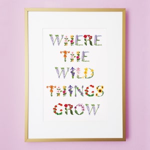 Impresión personalizada / Impresión de letra de flor / Impresión botánica / Cartas botánicas / Ilustración / Arte de pared