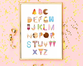 Ice Cream Alphabet | Ice Lolly letter print | Sweet Print | Illustration | Wall Art