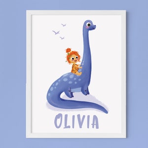 Ilustración personalizada / Retrato ilustrado / Arte infantil / Impresión de dinosaurios / Niños de cueva / Regalo de bebé / Baby Shower / Ilustración /