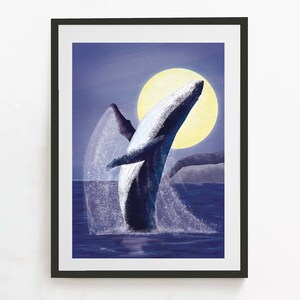 Whale Print Humpback Whale Wall Art Illustrated Ocean Print Wall Decor Ocean Print image 3