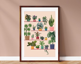 Plant Poster Print | Illustrated Plants | House plants | Plant shelf print | Botanical Print | Nature Print