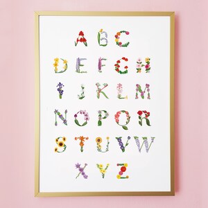 Botanisches Alphabet | Blumen Buchstabedruck | Druck | Botanische Buchstaben | Illustration | Wandkunst
