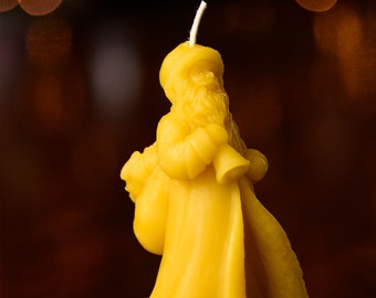 Bell Ringing Santa Candle | Pure Beeswax | Handcrafted | Natural Honey Fragrance | Christmas Candle