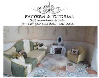 Miniature Armchair Tutorial – DIY 1:6 Dollhouse Furniture – Soft Chair, Couch for Dolls – PDF Guide