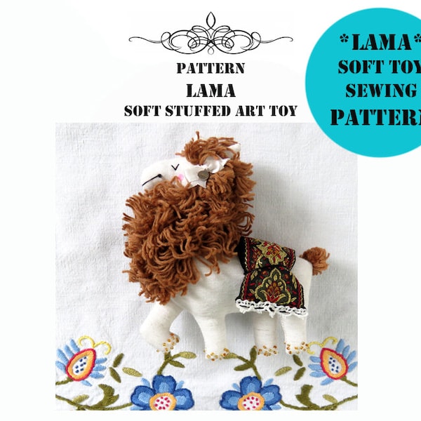PDF pattern Lama, rag alpaca sewing pattern, soft stuffed lama, DIY llama, plush lama toy, lama doll, lama ornament, south america animal