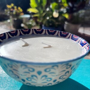 Naples Beach Inspired Organic Soy Scent Candles hand poured into beautiful colorfully designed reusable ceramic bowls!