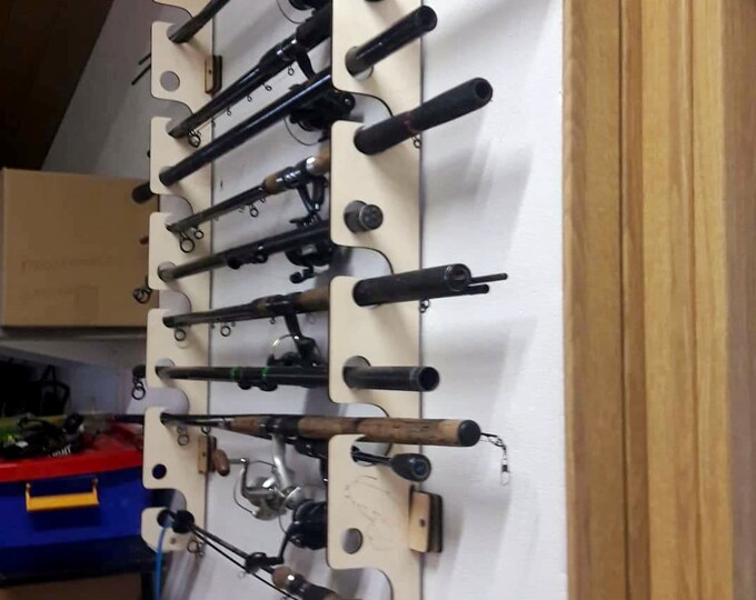 Fishing Rod Rack, Horizontal or Vertical Mounting, Laser Cutted