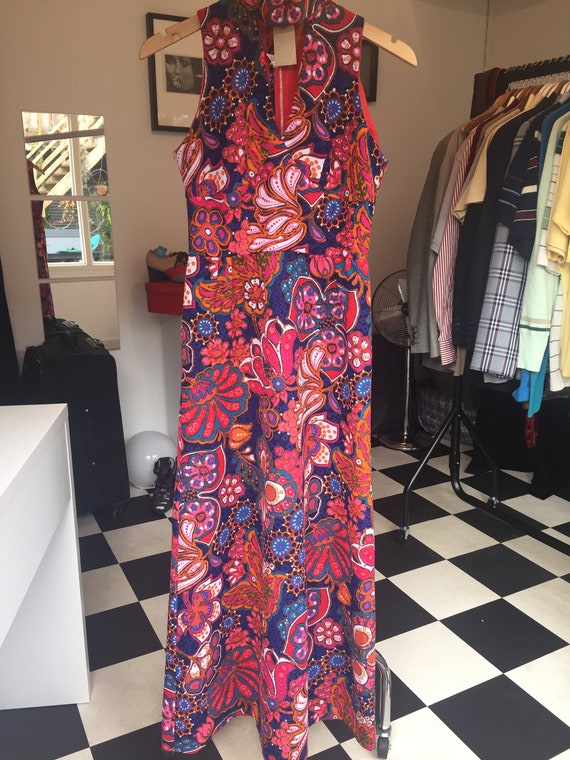 Vintage 1960s halter neck maxi dress