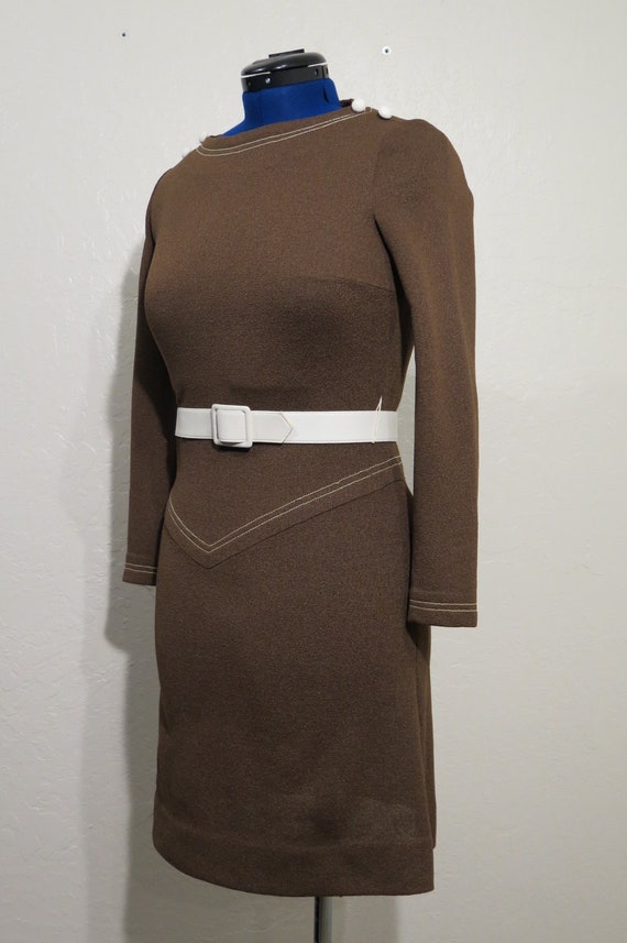 Vintage Sacony Exclusive Long Sleeve Brown Dress w