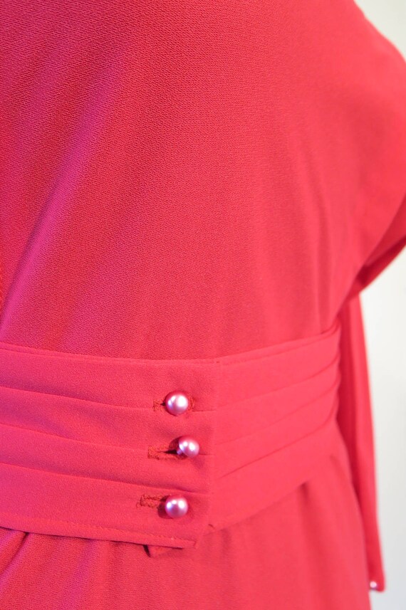 Vintage Red Cocktail Dress, Pearl buttons, Rockab… - image 3