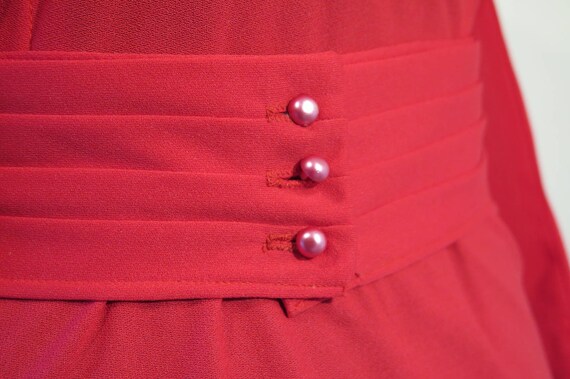 Vintage Red Cocktail Dress, Pearl buttons, Rockab… - image 9