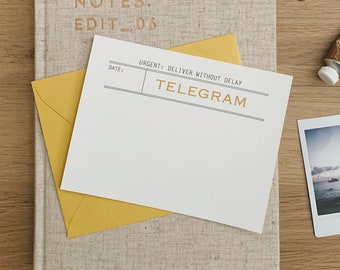 Telegram Postcard, Vintage Postcard, Flatcards, Stationery Set, Stationery