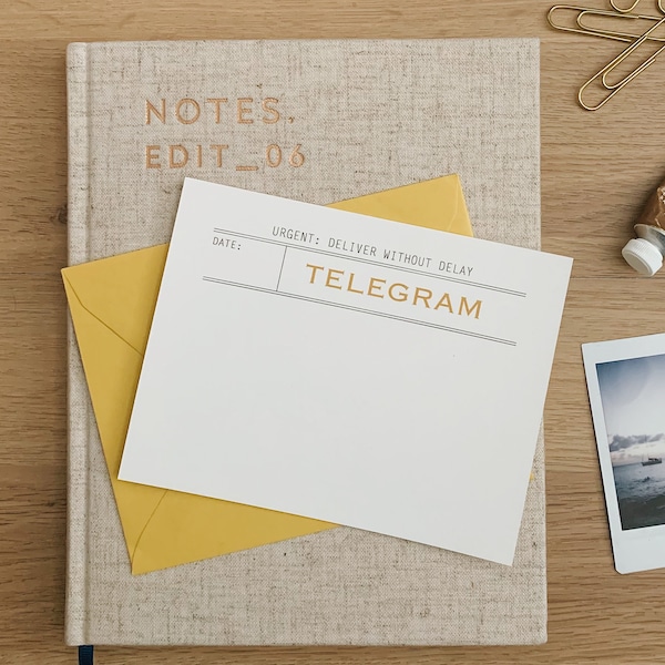 Telegram Postcard, Vintage Postcard, Flatcards, Stationery Set, Stationery