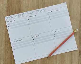 Landscape Printable Weekly Planner, PDF Download, Weekly Planner, Horizontal Printable Planner