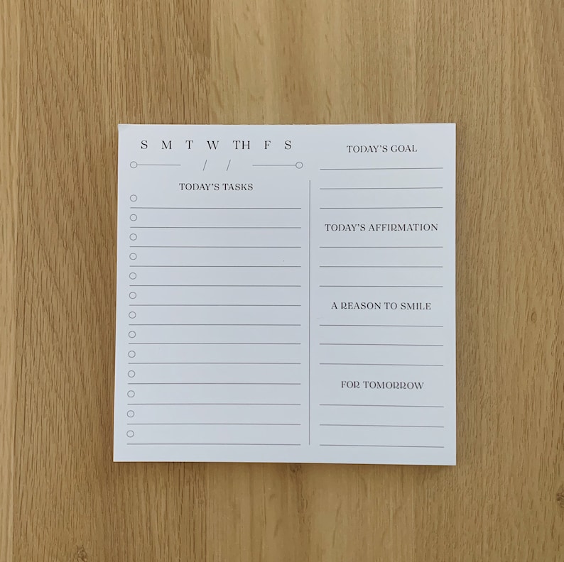 Daily Organizer Pad Daily Notepad Daily Planner Notepad With Etsy