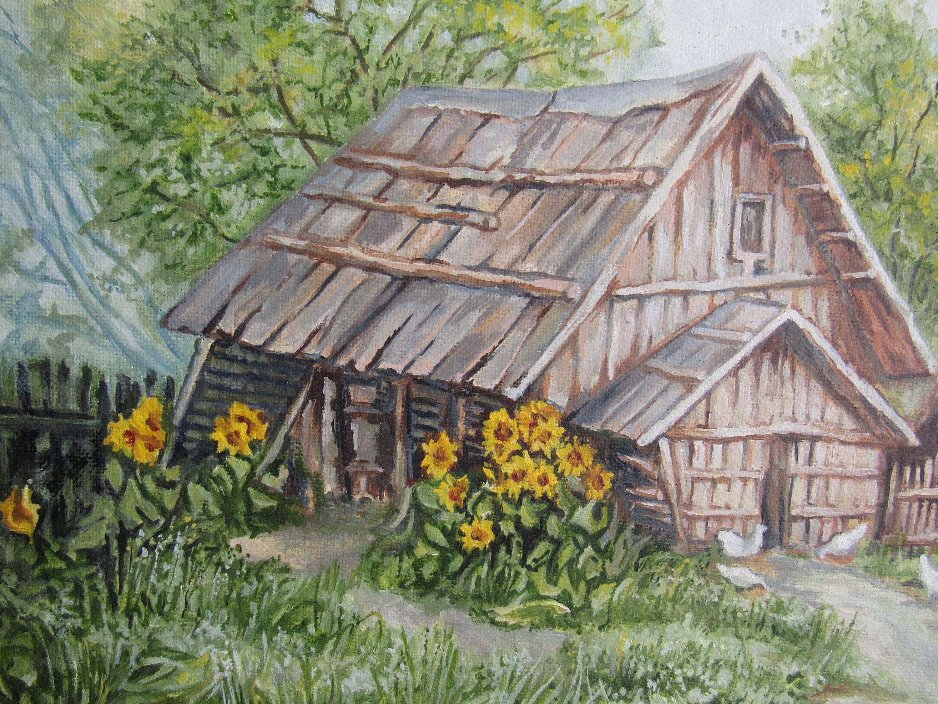 Country oil painting Farmhouse artwork Summer landscape Etsy