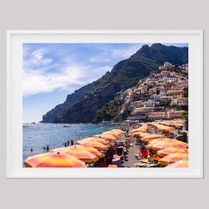 Italy Wall Print, Amalfi Coast Poster, Positano Photo Print, Travel Blue Photo, Coastal Home Decor, Beach House Wall Art, Italian Beach View