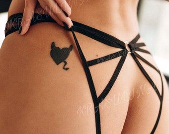 Sexy open panties BUTTERFLY for party sex night panties BLACK