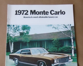 ORIGINAL 1974 CHEVROLET MONTE CARLO CATALOG BROCHURE CHEVY 2 for 1 POSTCARD