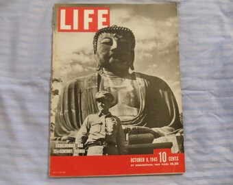 Life Magazine October 8, 1945  Eichelberger and 12th Century Buddha