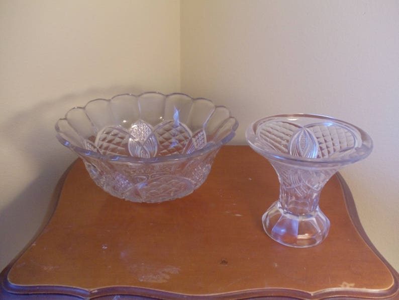 Depression Glass Punch Bowl 2 Piece Etsy