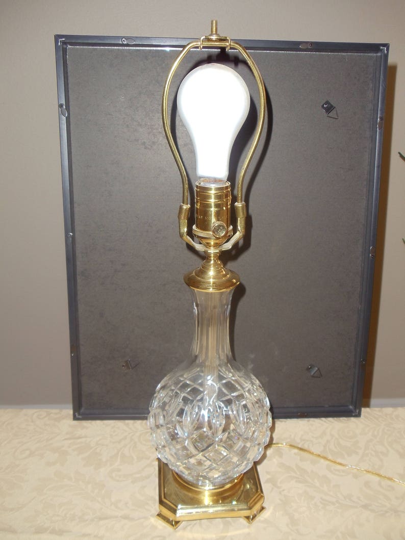 Wildwood Lamp Decanter Shaped Crystal and Brass Table Lamp retro 70's