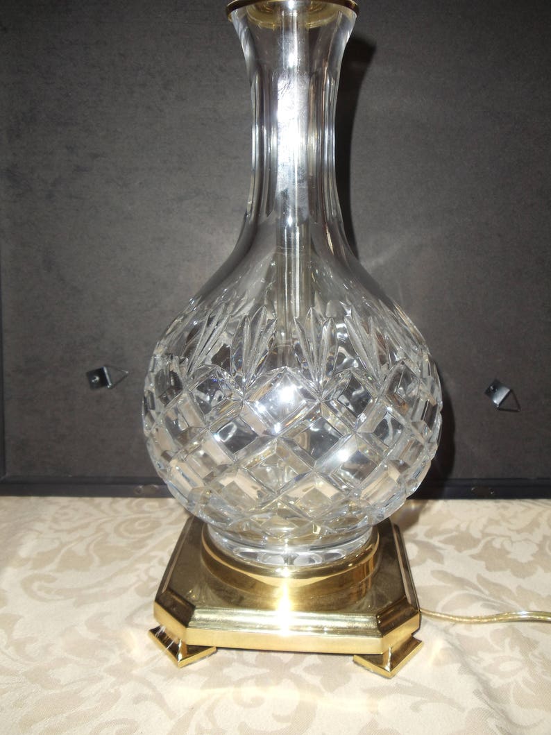 Wildwood Lamp Decanter Shaped Crystal and Brass Table Lamp retro 70's