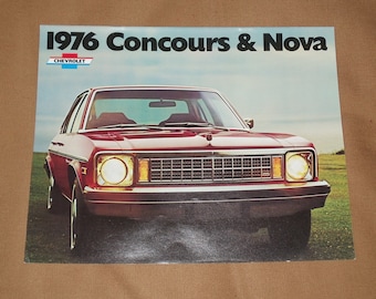 Chevrolet Concours and Nova 1976 Original Verkaufsbroschüre (12 Seiten Flip Chart Format)