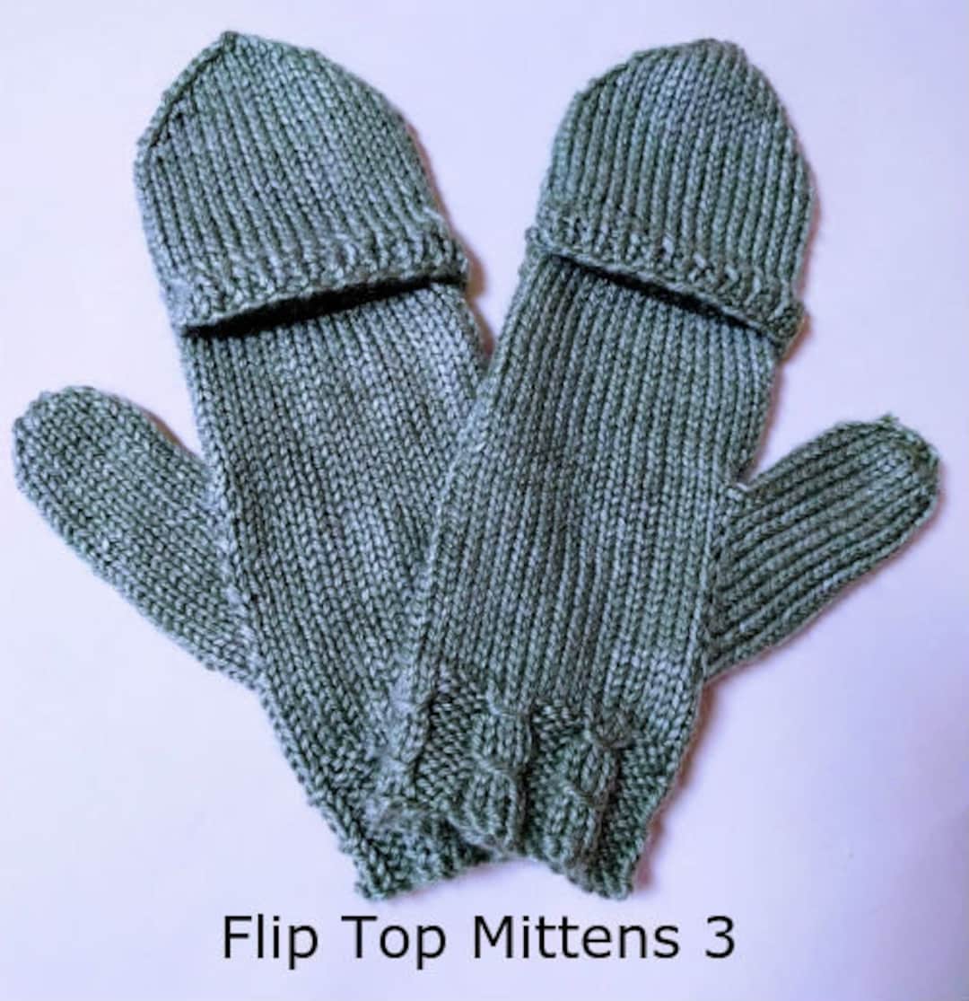 Flip Top Mittens, Adult Mittens, Knit Mittens, Convertible Mittens
