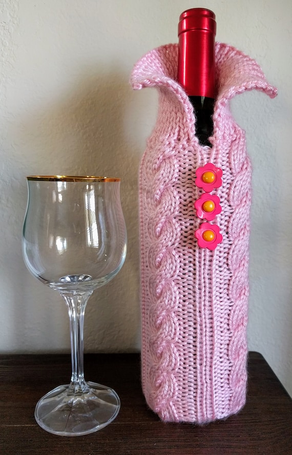 Wine Bottle Cozy Wine Cover Knit Bottle Cover Hostess Gift Etsy