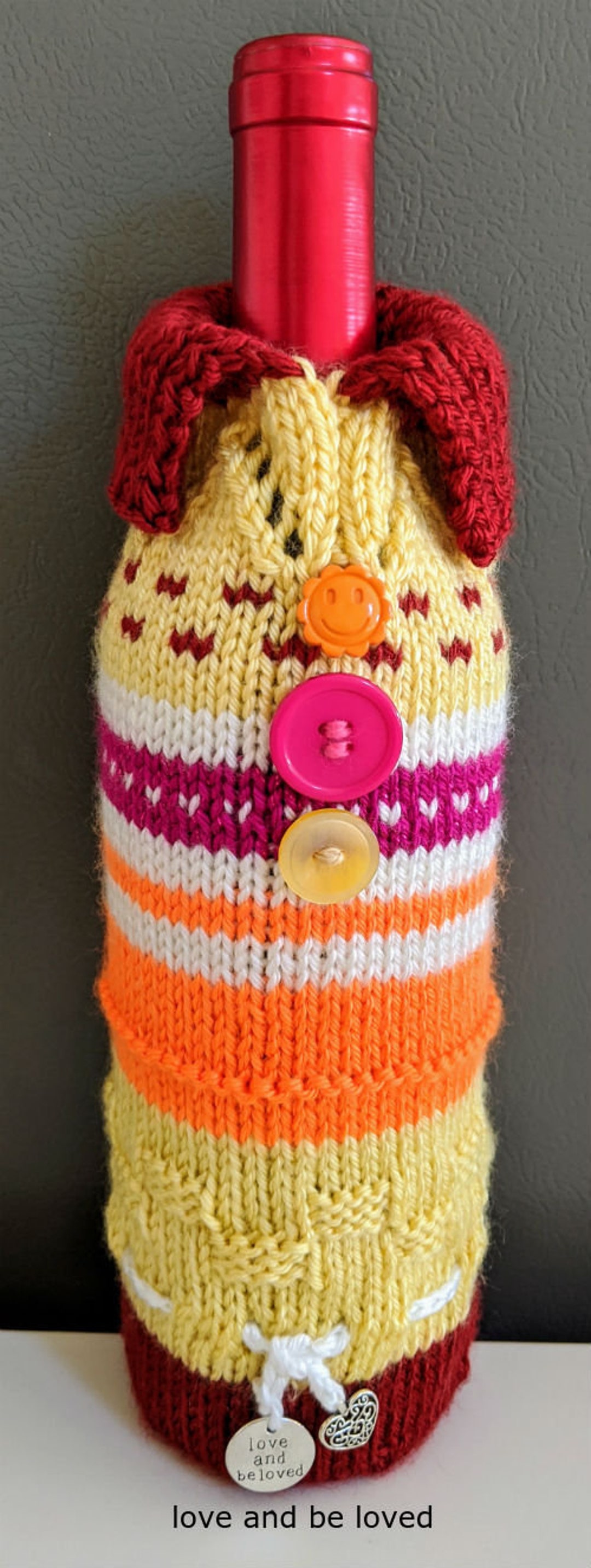 Message Wine Bottle Cozy, Send a Message Wine Bottle Cozy, Knit Wine