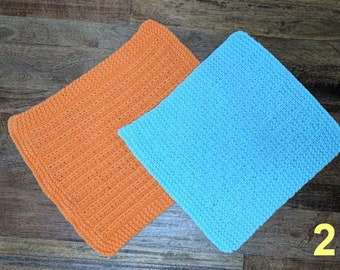 Pair of Extra Large Cotton Dish Cloths, Knit Dish Cloths, Knit Wash Cloths, Hand Knit Scrubbies, Face Cloths, Spa Cloths, Two Set Cloths