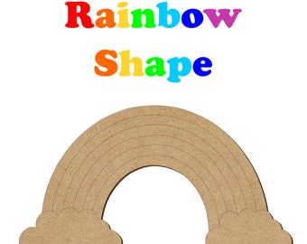 MDF Arco Iris + Nube Adorno de madera con forma artesanal grande Corte por láser Tamaño hasta 49,5 cm
