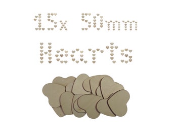 15 × 50 mm Wooden Love Hearts Shapes – Birch Plywood 3mm Craft Blanks
