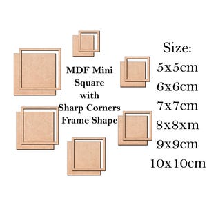 Mini Square Frame Kit MDF – Sharp Corners, DIY Photo Frame 5–10 cm, Laser Cut, Craft Supplies, Tiny Picture Frame