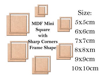 Mini Square Frame Kit MDF – Sharp Corners, DIY Photo Frame 5–10 cm, Laser Cut, Craft Supplies, Tiny Picture Frame
