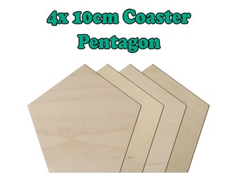 Wooden Coaster Pentagon Set of 4, Craft Art Gift Decoupage