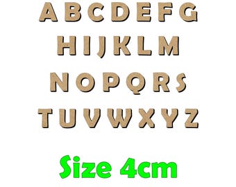 Letras mayúsculas de madera de 4 cm, MDF, 3 mm, letreros para manualidades, decoración del hogar, aprendizaje preescolar