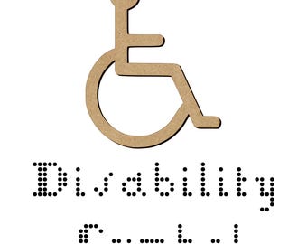 MDF Disability Symbol Wooden Badge Craft Information - 3 Sizes