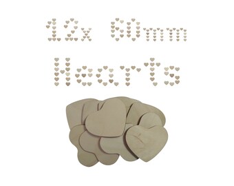 12 × 60 mm houten hartvormen – lasergesneden berkenmultiplex harten doe-het-zelf blanks voor bruiloftsdecor, scrapbooking, feestartikelen en knutselprojecten