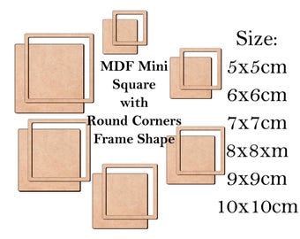 Kit de mini marco cuadrado de MDF con esquinas redondeadas, marco de fotos DIY de 5 a 10 cm, cortado a láser, materiales para manualidades, marco de fotos pequeño