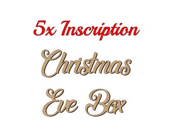 Caja de Nochebuena con inscripción de palabras recortada en madera MDF cortada con láser para manualidades en blanco