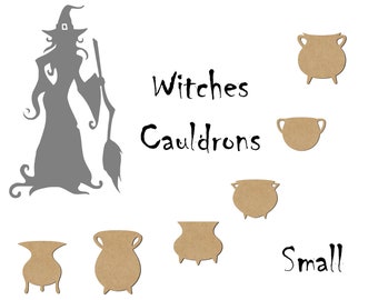 MDF Witches Cauldrons Wooden Shape Small Craft Embellishment Laser Cut Halloween