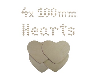 Houten harten van 4 × 100 mm – lasergesneden berkenmultiplex harten DHZ-knutselwerkjes voor bruiloft, decoratie en kinderknutsels
