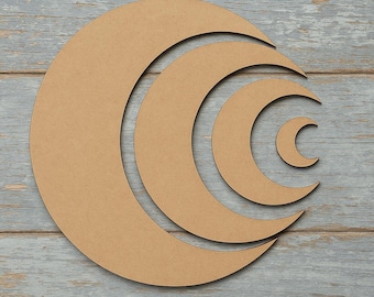 Crescent Moon Shape – Laser-Cut 3mm MDF Craft Plaque, Blank Moon Decoration for Cards Art Projects Home Decor, Sizes 5 cm-35 cm